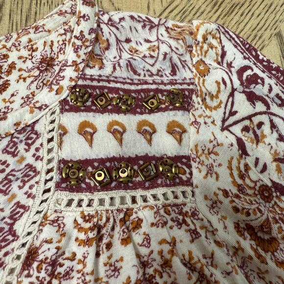 Lucky Brand Women’s Small  Aztec Boho Print Peasant Shirt - Picture 10 of 10